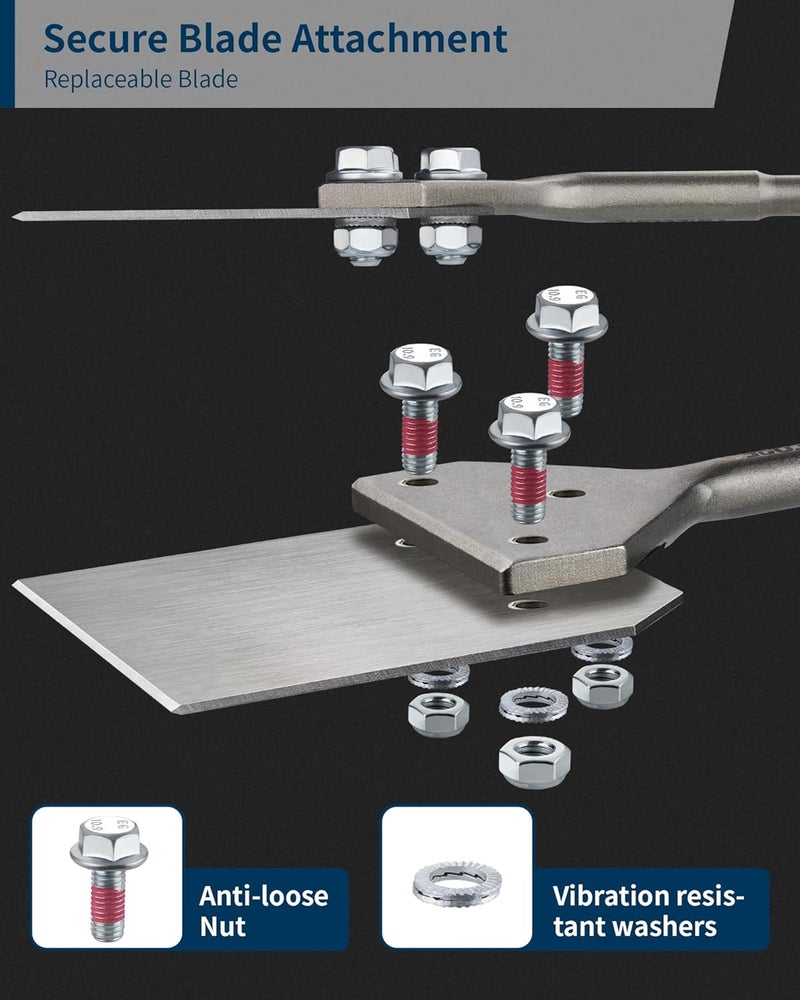 Firecore SDS Plus Floor Scraper with 2pcs Replaceable Blades, 4 Inch wide Thinset Removal Chisel Bits for SDS Plus Rotary Hammer Drill Power Tool, Flat Steel Shovel Tile Ceramic Vinyl Adhesive Remover - Image 4